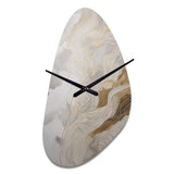 Gold And Grey Abstracted Line Artistry III - Asymmetric Metal Wall Clock