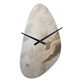 Gold And Grey Abstracted Line Artistry III - Asymmetric Metal Wall Clock