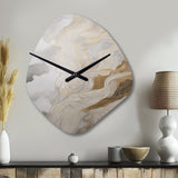 Gold And Grey Abstracted Line Artistry III - Asymmetric Metal Wall Clock