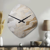 Gold And Grey Abstracted Line Artistry III - Asymmetric Metal Wall Clock