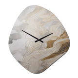 Gold And Grey Abstracted Line Artistry III - Asymmetric Metal Wall Clock