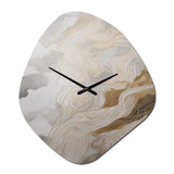 Gold And Grey Abstracted Line Artistry III - Asymmetric Metal Wall Clock