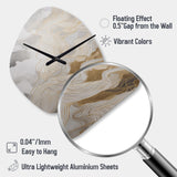 Gold And Grey Abstracted Line Artistry III - Asymmetric Metal Wall Clock