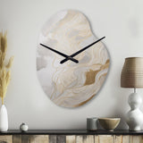 Gold And Grey Abstracted Line Artistry III - Asymmetric Metal Wall Clock