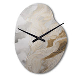 Gold And Grey Abstracted Line Artistry III - Asymmetric Metal Wall Clock