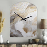 Gold And Grey Abstracted Line Artistry V - Asymmetric Metal Wall Clock