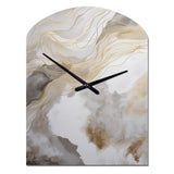 Gold And Grey Abstracted Line Artistry V - Asymmetric Metal Wall Clock