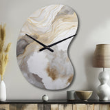 Gold And Grey Abstracted Line Artistry V - Asymmetric Metal Wall Clock