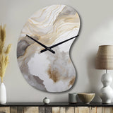 Gold And Grey Abstracted Line Artistry V - Asymmetric Metal Wall Clock