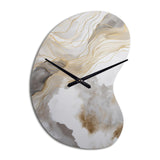 Gold And Grey Abstracted Line Artistry V - Asymmetric Metal Wall Clock