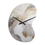 Gold And Grey Abstracted Line Artistry V - Asymmetric Metal Wall Clock