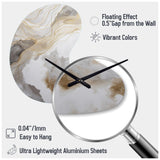 Gold And Grey Abstracted Line Artistry V - Asymmetric Metal Wall Clock