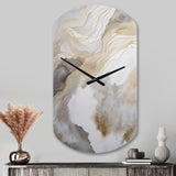 Gold And Grey Abstracted Line Artistry V - Asymmetric Metal Wall Clock
