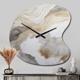 Gold And Grey Abstracted Line Artistry V - Asymmetric Metal Wall Clock
