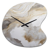 Gold And Grey Abstracted Line Artistry V - Asymmetric Metal Wall Clock