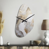 Gold And Grey Abstracted Line Artistry V - Asymmetric Metal Wall Clock