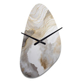 Gold And Grey Abstracted Line Artistry V - Asymmetric Metal Wall Clock