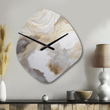 Gold And Grey Abstracted Line Artistry V - Asymmetric Metal Wall Clock