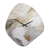 Gold And Grey Abstracted Line Artistry V - Asymmetric Metal Wall Clock