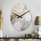 Gold And Grey Abstracted Line Artistry V - Asymmetric Metal Wall Clock