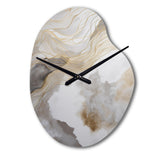 Gold And Grey Abstracted Line Artistry V - Asymmetric Metal Wall Clock