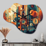 Orange And Blue Abstracted Nostalgia II - Asymmetric Metal Wall Clock