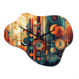 Orange And Blue Abstracted Nostalgia II - Asymmetric Metal Wall Clock