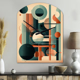 Orange And Green Mid Century Momentum IV - Asymmetric Metal Wall Clock