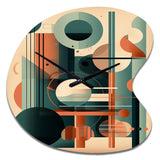 Orange And Green Mid Century Momentum IV - Asymmetric Metal Wall Clock