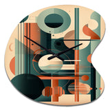 Orange And Green Mid Century Momentum IV - Asymmetric Metal Wall Clock