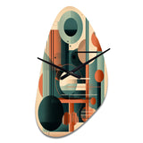 Orange And Green Mid Century Momentum IV - Asymmetric Metal Wall Clock