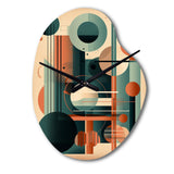 Orange And Green Mid Century Momentum IV - Asymmetric Metal Wall Clock