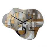 Gold And Grey Radical Simplicity I - Asymmetric Metal Wall Clock