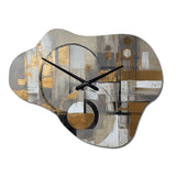 Gold And Grey Radical Simplicity I - Asymmetric Metal Wall Clock
