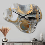 Gold And Grey Radical Simplicity II - Asymmetric Metal Wall Clock