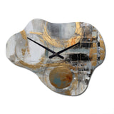 Gold And Grey Radical Simplicity II - Asymmetric Metal Wall Clock