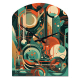 Green And Orange Mid Century Innovations IV - Asymmetric Metal Wall Clock