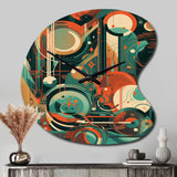 Green And Orange Mid Century Innovations IV - Asymmetric Metal Wall Clock