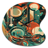 Green And Orange Mid Century Innovations IV - Asymmetric Metal Wall Clock