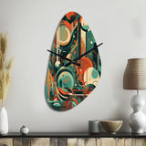 Green And Orange Mid Century Innovations IV - Asymmetric Metal Wall Clock