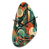 Green And Orange Mid Century Innovations IV - Asymmetric Metal Wall Clock