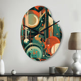 Green And Orange Mid Century Innovations IV - Asymmetric Metal Wall Clock