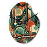 Green And Orange Mid Century Innovations IV - Asymmetric Metal Wall Clock