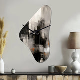 Black Mid Century Fusion I - Asymmetric Metal Wall Clock