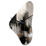 Black Mid Century Fusion I - Asymmetric Metal Wall Clock