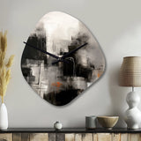 Black Mid Century Fusion I - Asymmetric Metal Wall Clock