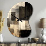 Black Mid Century Fusion II - Asymmetric Metal Wall Clock