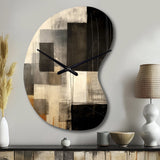Black Mid Century Fusion II - Asymmetric Metal Wall Clock