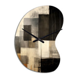 Black Mid Century Fusion II - Asymmetric Metal Wall Clock