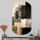 Black Mid Century Fusion II - Asymmetric Metal Wall Clock